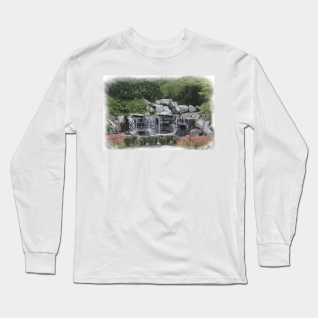 Waterfalls Within The Garden Long Sleeve T-Shirt by KirtTisdale